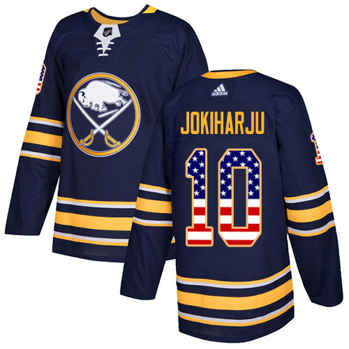 Adidas Sabres #10 Henri Jokiharju Navy Blue Home Authentic USA Flag Stitched Youth NHL Jersey